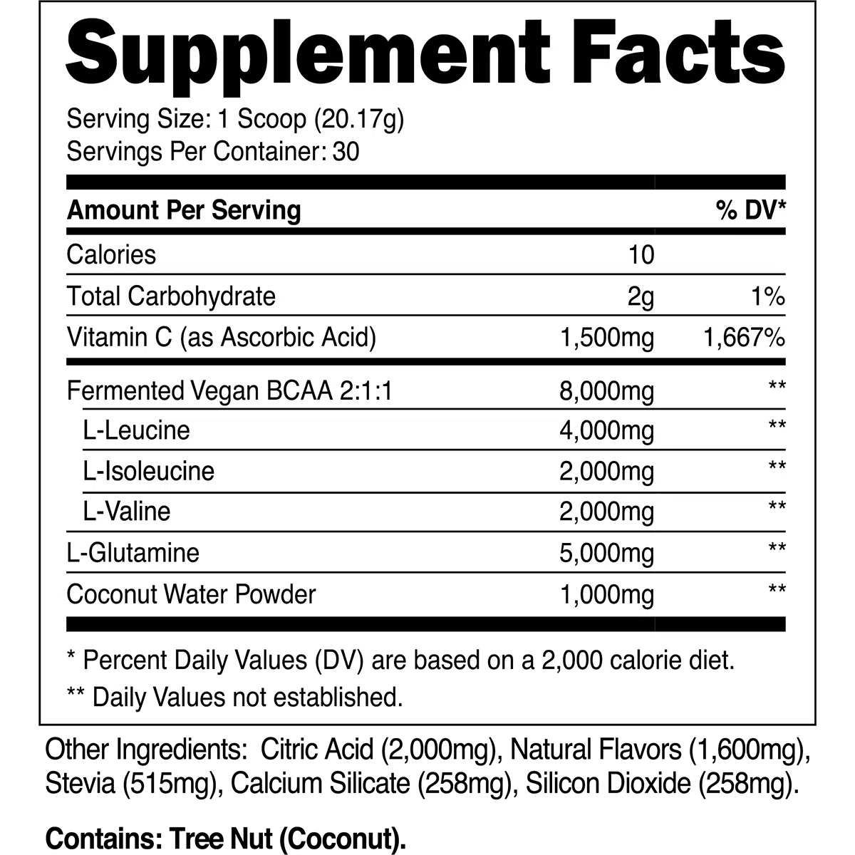 Transparent Labs BCAA Glutamine-N101 Nutrition