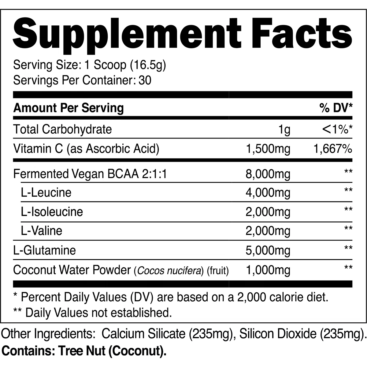 Transparent Labs BCAA Glutamine-N101 Nutrition