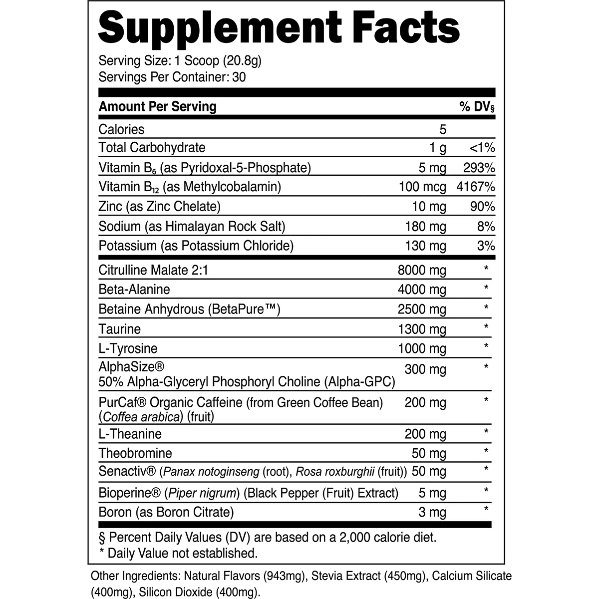 Transparent Labs BULK Clinically Dosed Pre-Training Formula-N101 Nutrition