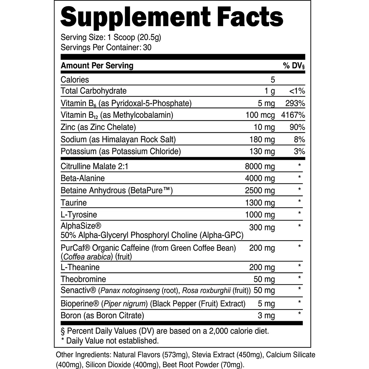 Transparent Labs BULK Clinically Dosed Pre-Training Formula-N101 Nutrition