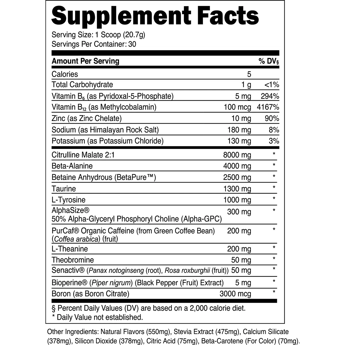Transparent Labs BULK Clinically Dosed Pre-Training Formula-N101 Nutrition