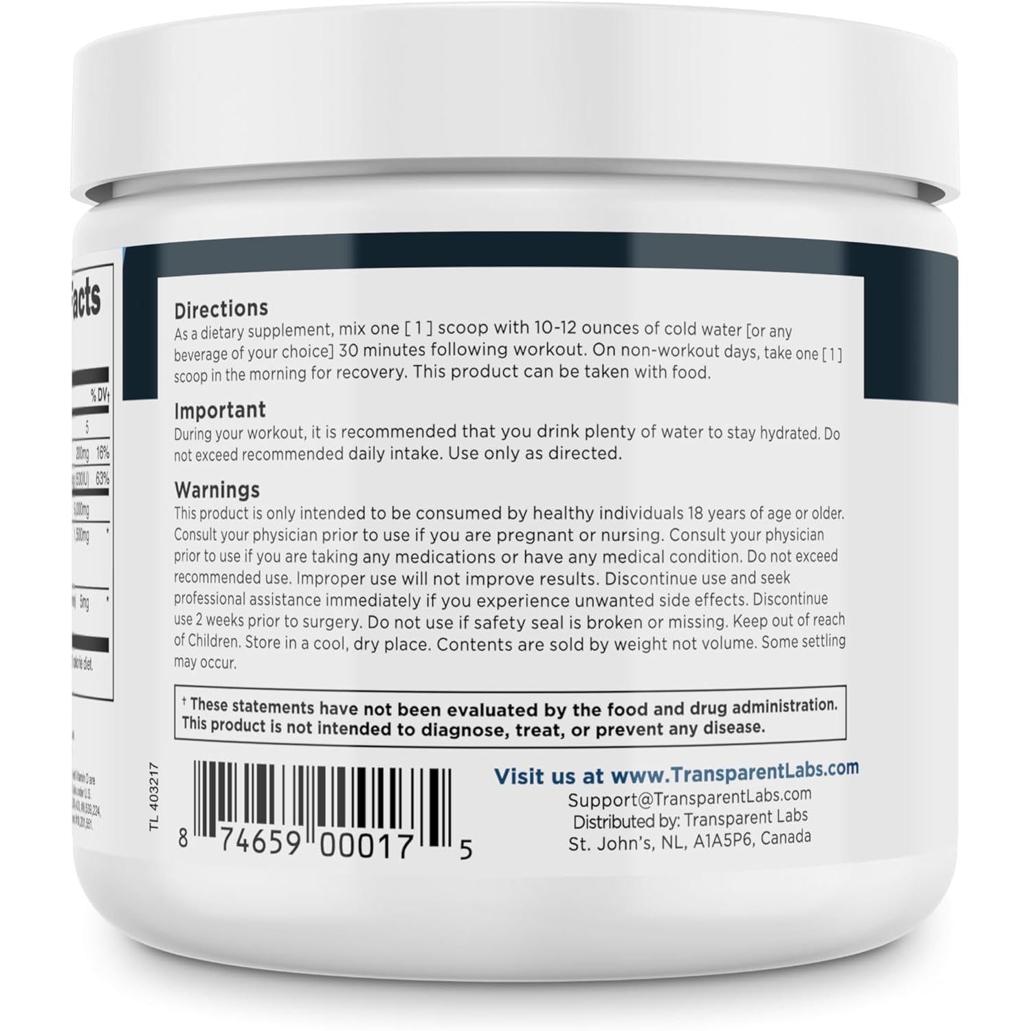 Transparent Labs Creatine HMB-N101 Nutrition