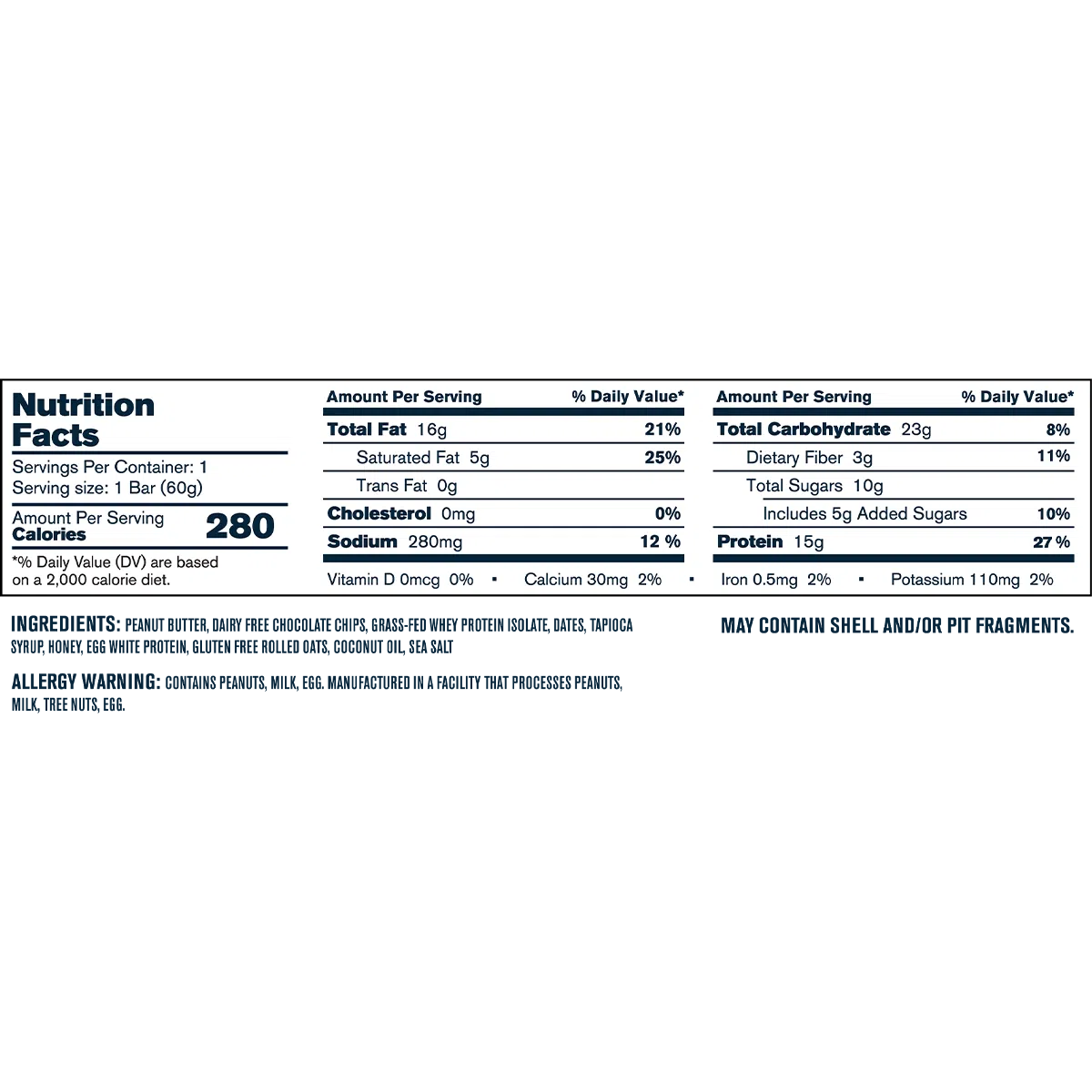 Transparent Labs Grass-Fed Protein+ Bar-N101 Nutrition
