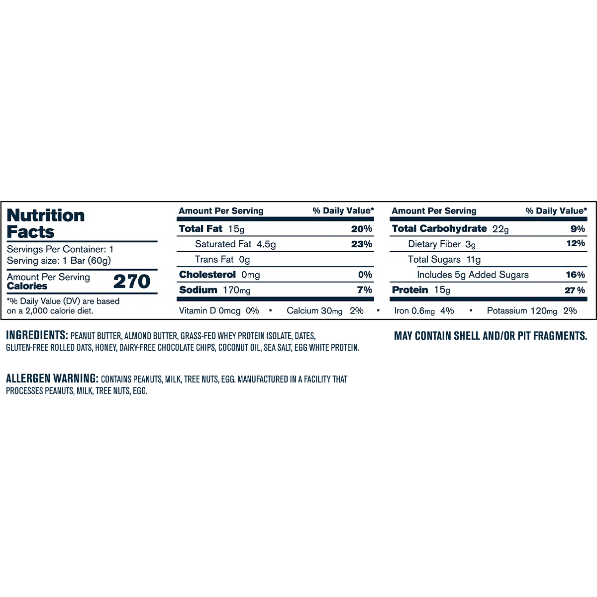 Transparent Labs Grass-Fed Protein+ Bar-N101 Nutrition