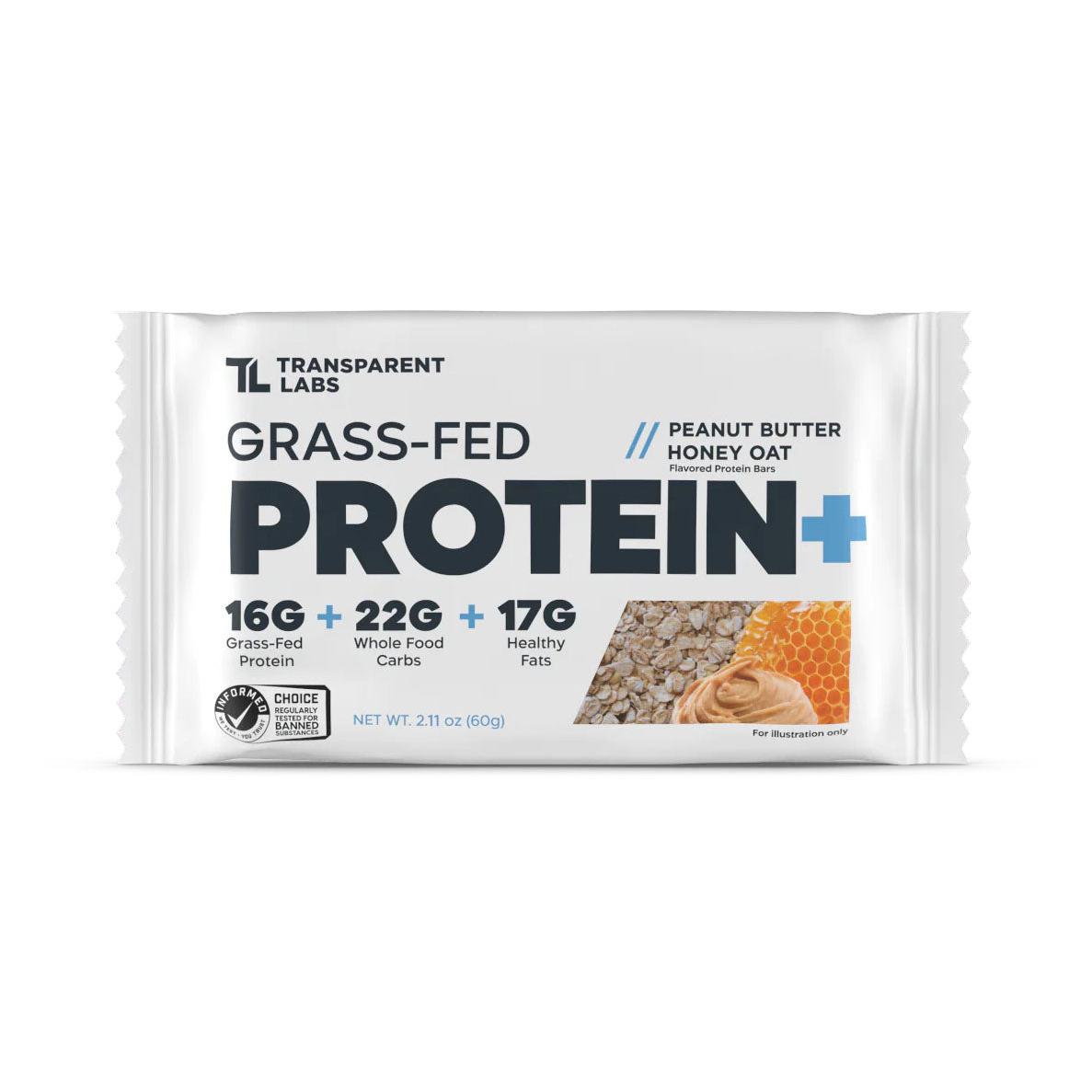 Transparent Labs Grass-Fed Protein+ Bar-Single Bar (60 g)-Peanut Butter Honey Oat-N101 Nutrition