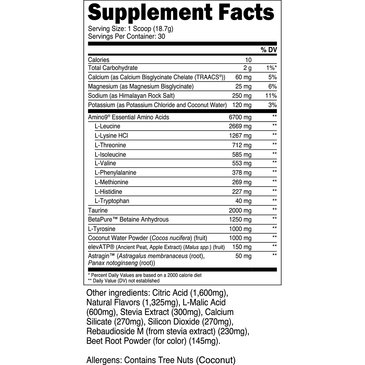 Transparent Labs Intra EAA-N101 Nutrition