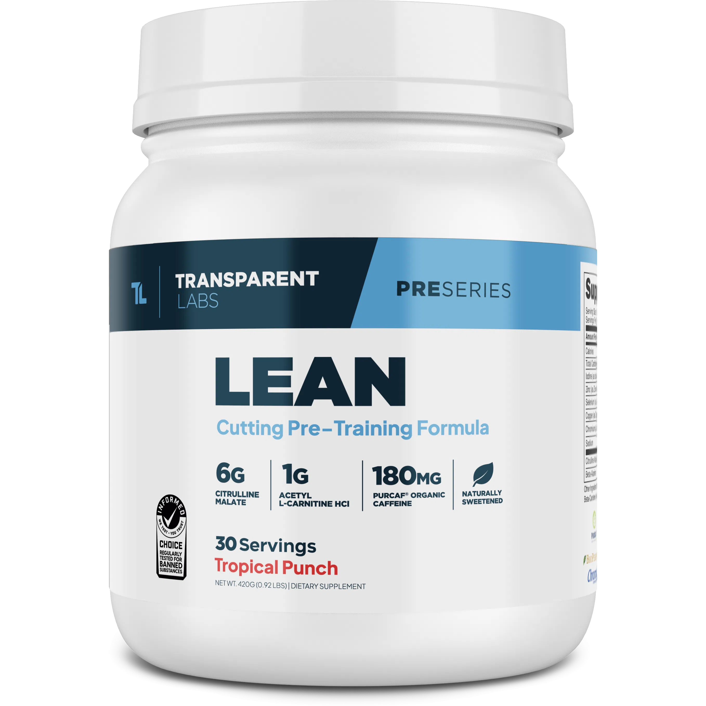 Transparent Labs LEAN-30 servings-Tropical Punch-N101 Nutrition