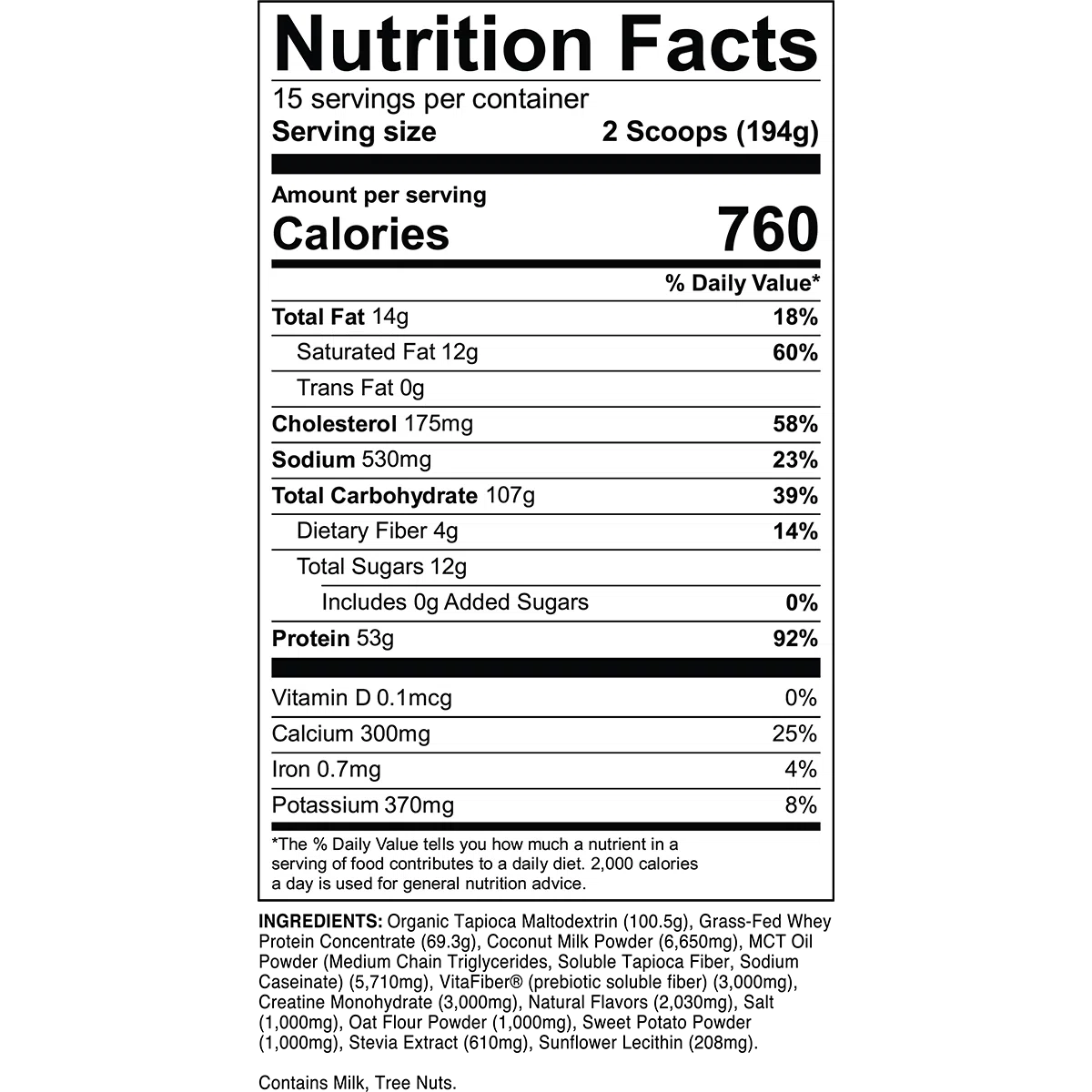 Transparent Labs Mass Gainer-N101 Nutrition