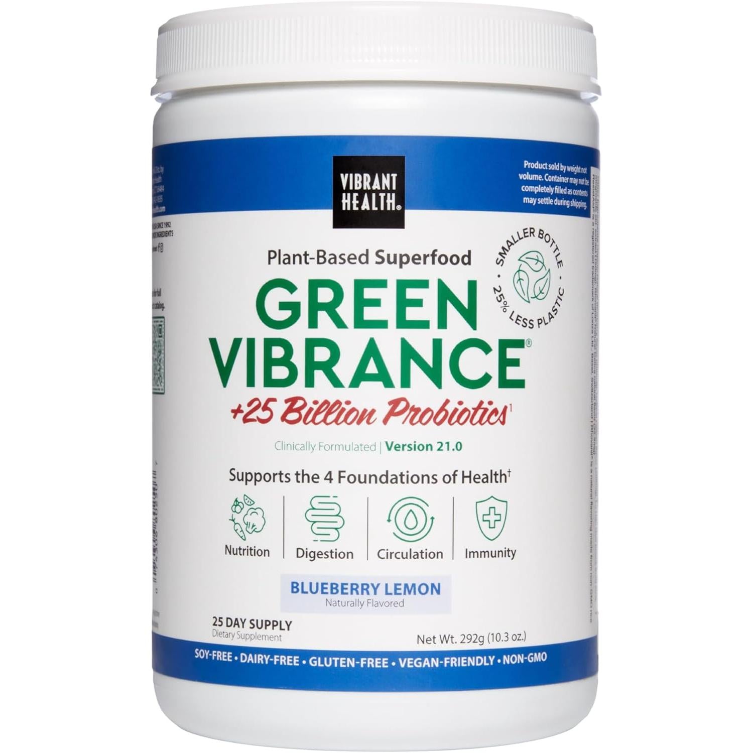 Vibrant Health Green Vibrance Blueberry Lemon-25 servings-N101 Nutrition