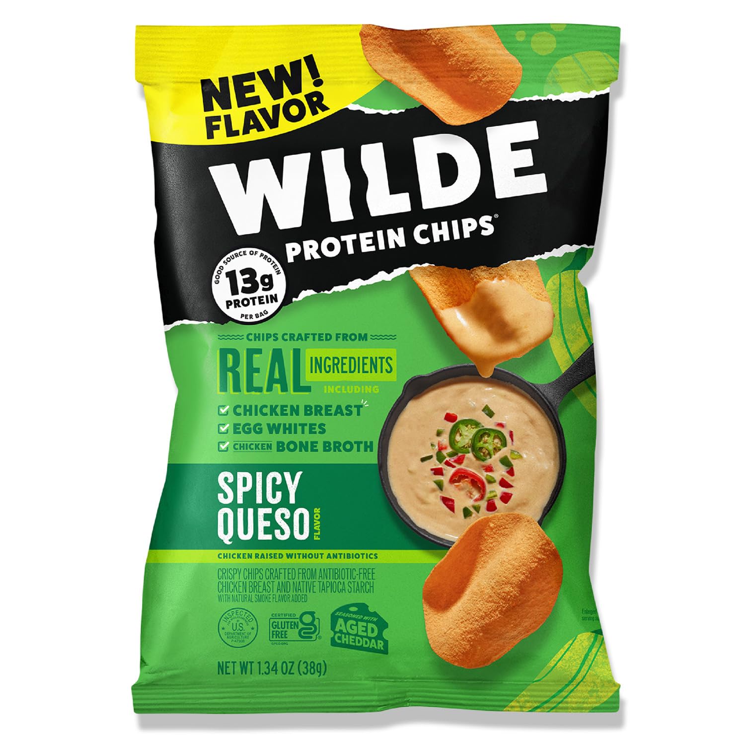 Wilde Protein Chips-Bag (38 g)-Spicy Queso-N101 Nutrition