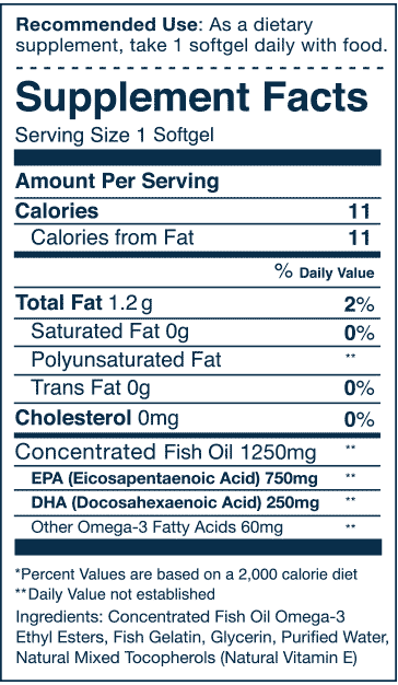 Wiley's Finest Wild Alaskan Fish Oil Peak EPA-N101 Nutrition