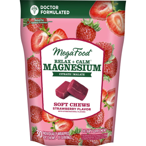 MegaFood Relax + Calm Magnesium Soft Chews - Strawberry