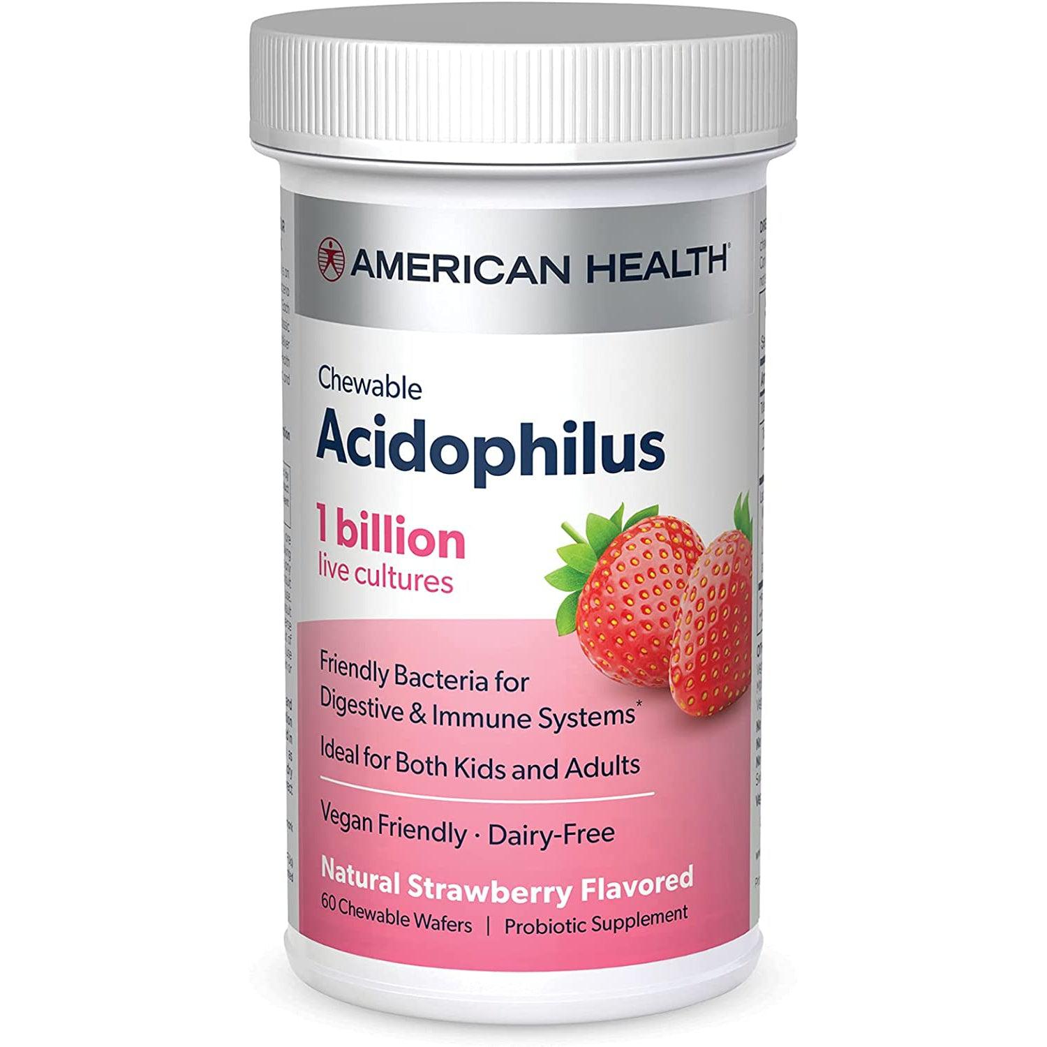 American Health Chewable Acidophilus (1 Billion) Natural Strawberry Flavor-N101 Nutrition