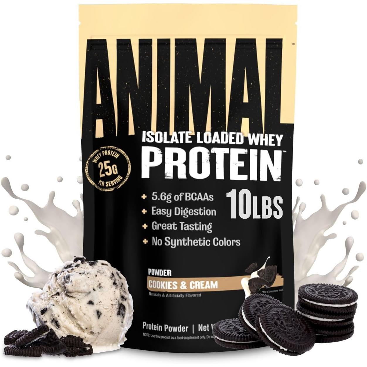 Animal Isolate Loaded Whey Protein-10 lbs-Cookies & Cream-N101 Nutrition