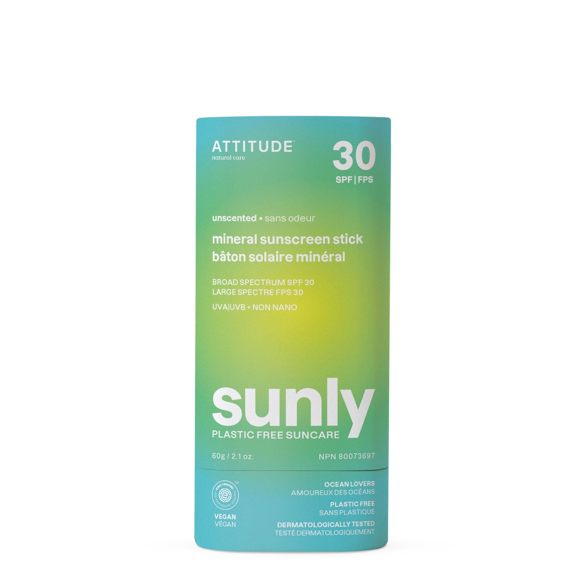 ATTITUDE Sunly™ Plastic-free Mineral Sunscreen Stick SPF 30-N101 Nutrition