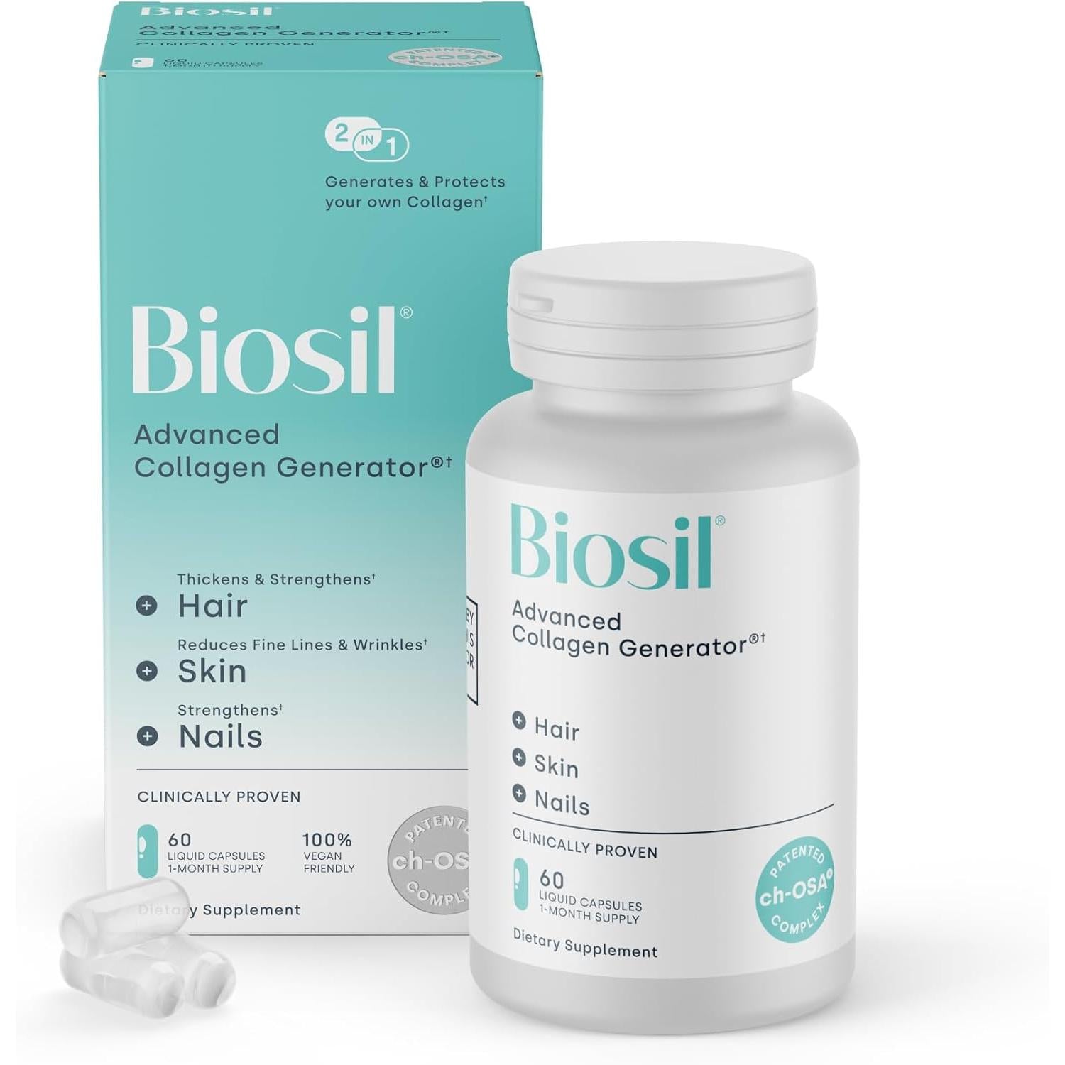 Biosil® Advanced Collagen Generator Liquid Capsules-60 count-N101 Nutrition