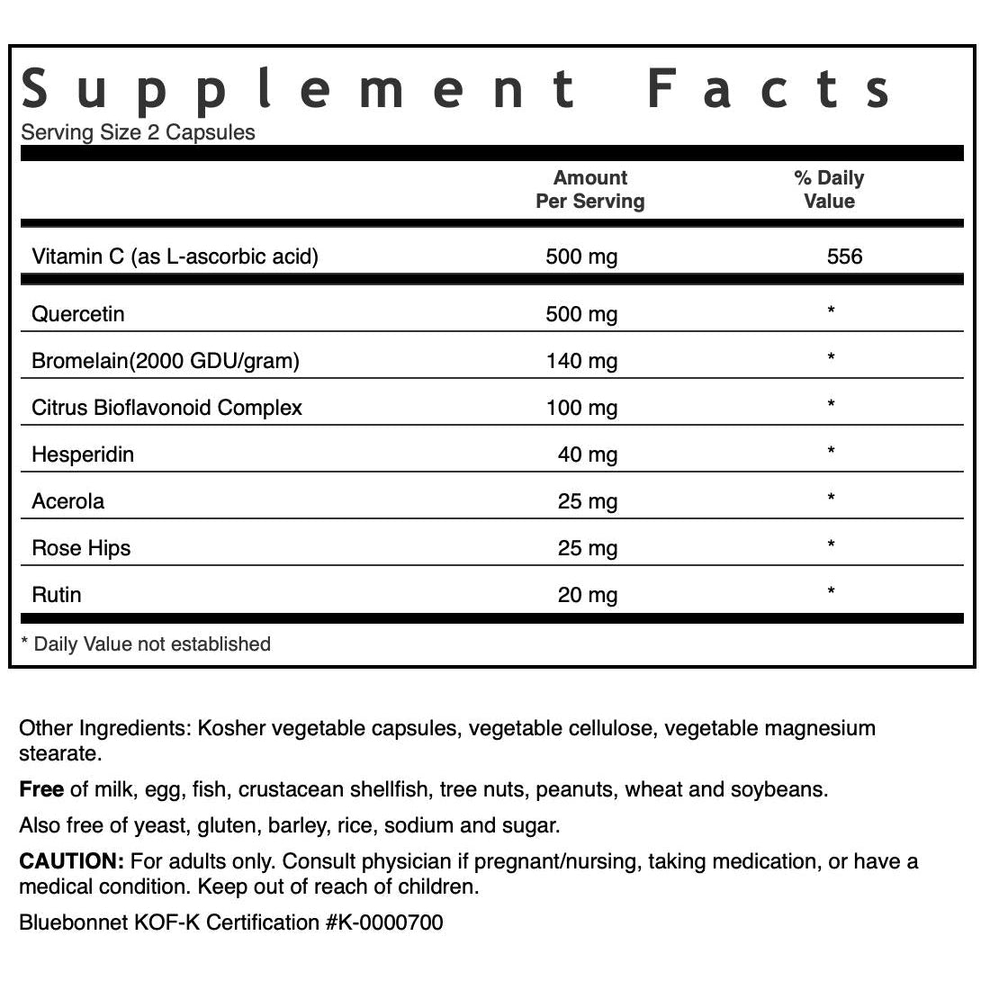Bluebonnet Super Quercetin-N101 Nutrition