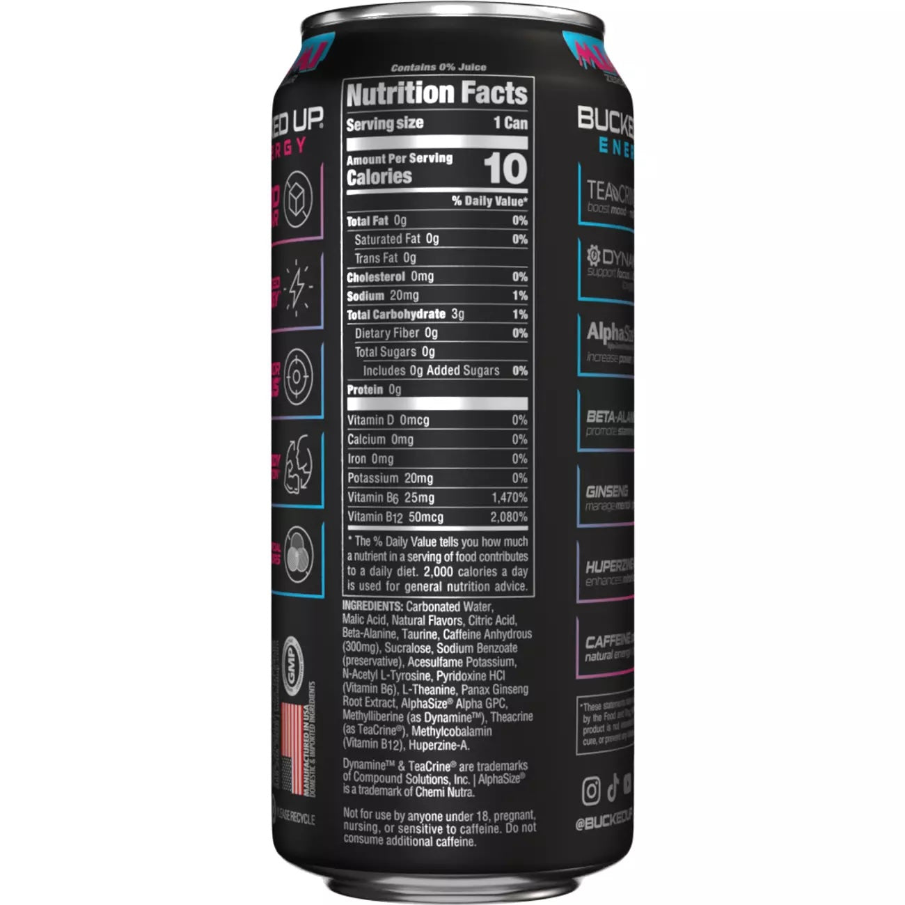 Bucked Up Energy RTD-N101 Nutrition