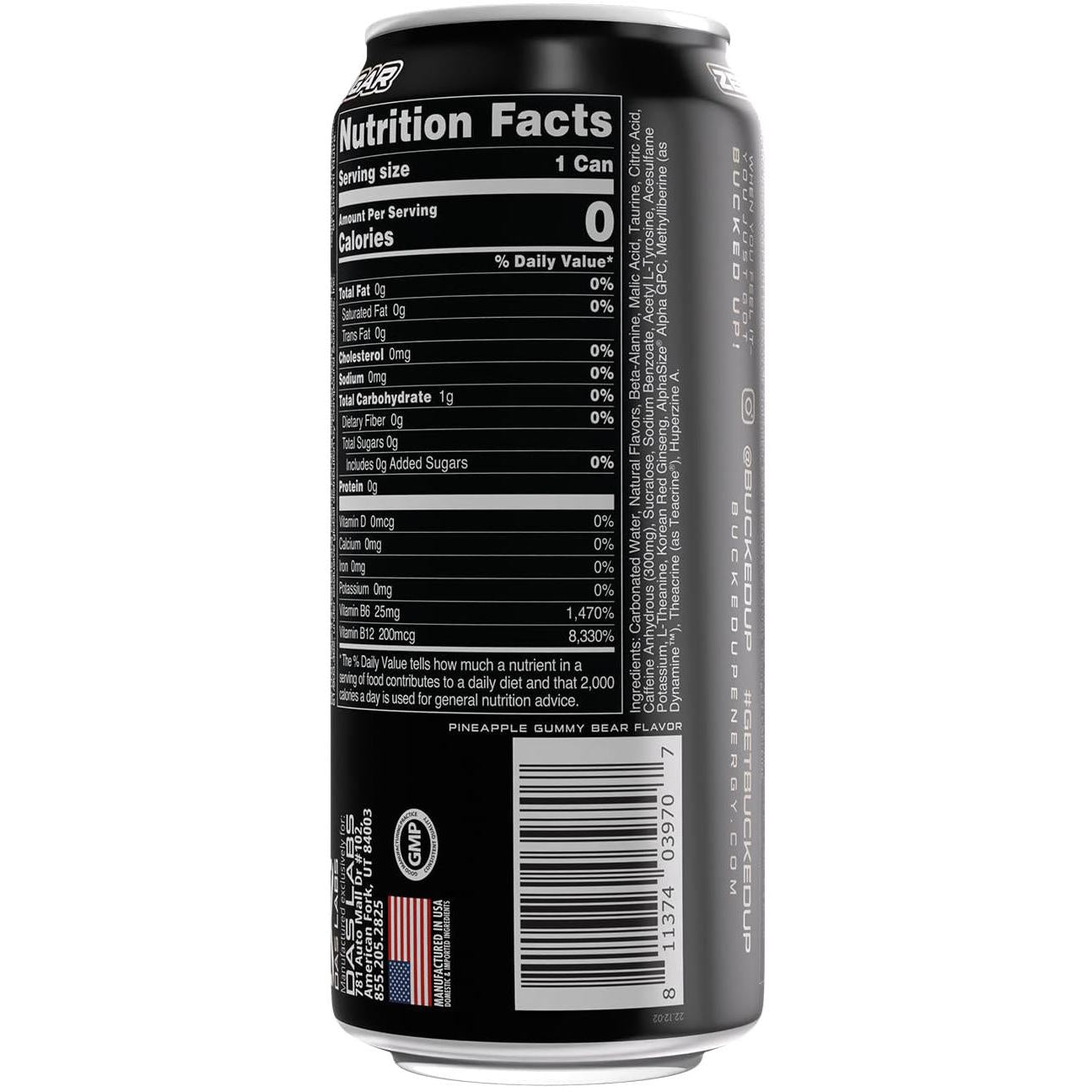 Bucked Up Energy RTD-N101 Nutrition