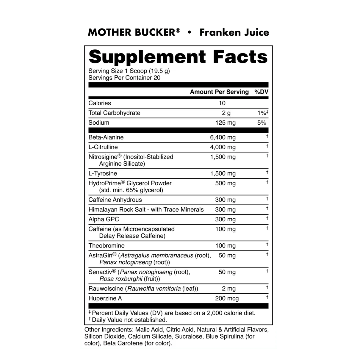 Bucked Up Mother Bucker-N101 Nutrition