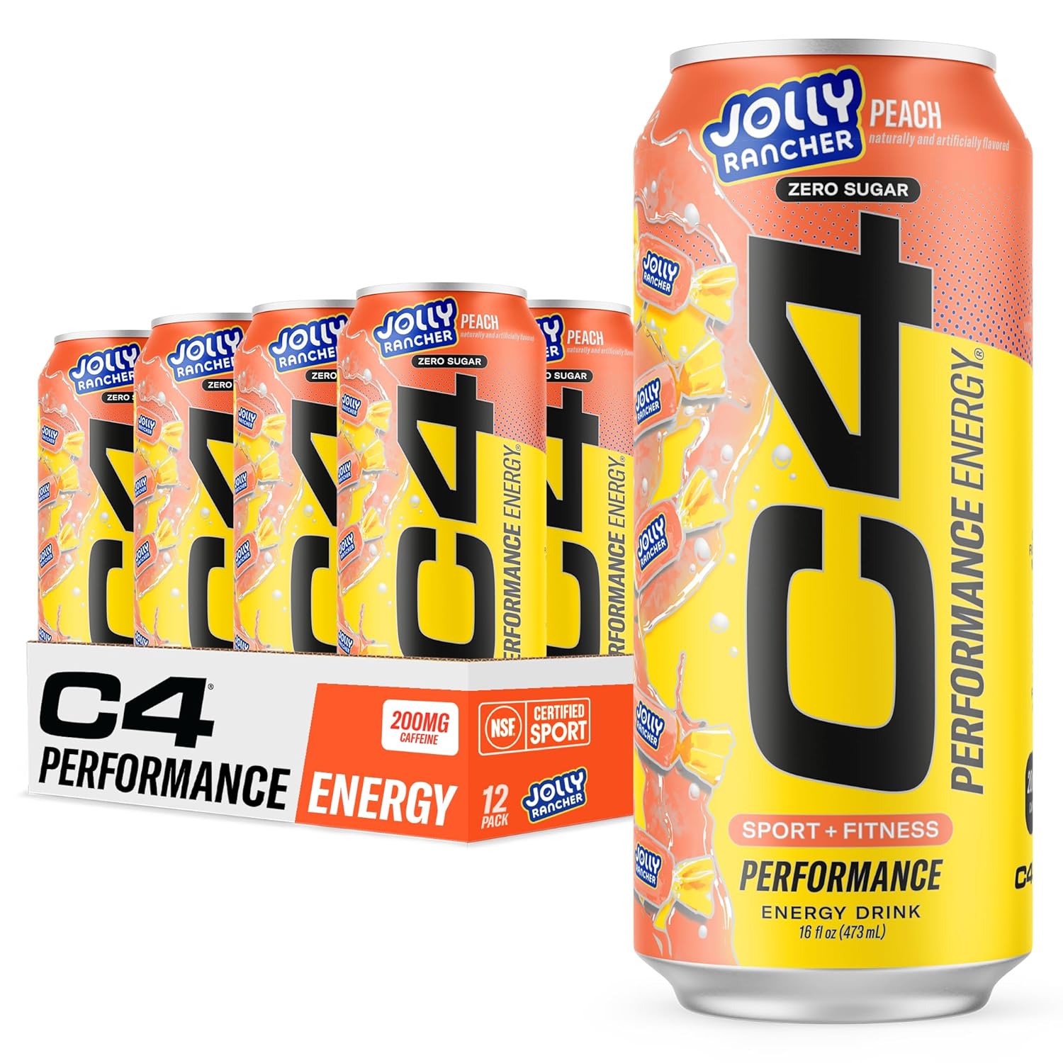 Cellucor C4 Performance Energy Drink (Carbonated)-Case (12 cans)-Jolly Rancher® Peach-N101 Nutrition