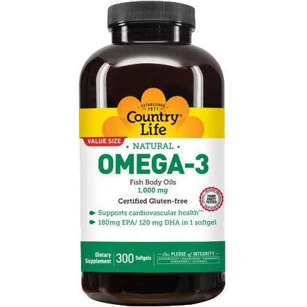 Country Life Omega-3 Fish Body Oils 1000 mg-N101 Nutrition