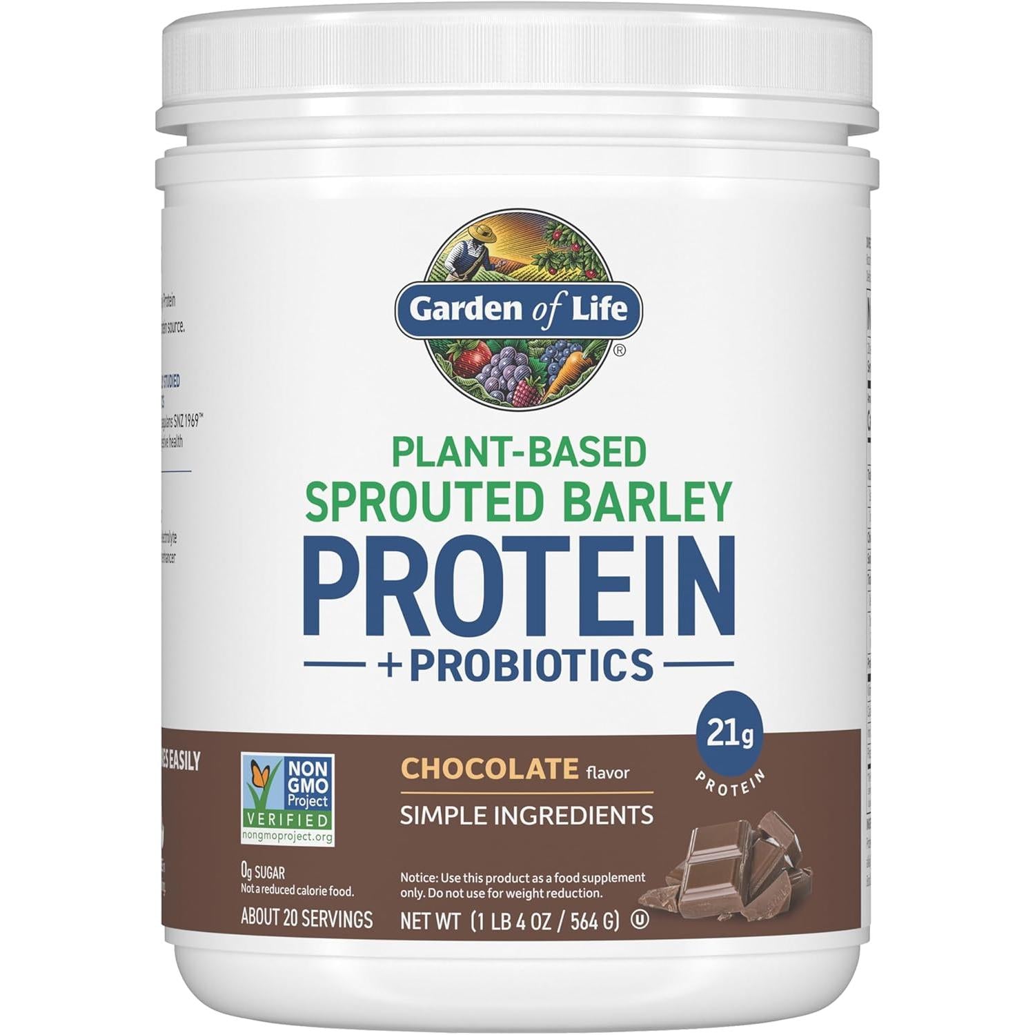 Garden of Life Plant-Based Sprouted Barley Protein + Probiotics-N101 Nutrition