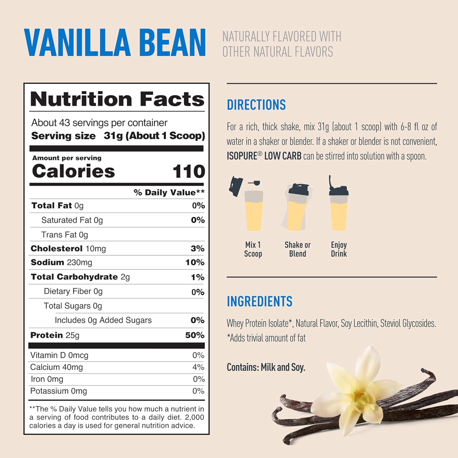 Isopure Naturally Flavored Low Carb Protein-N101 Nutrition