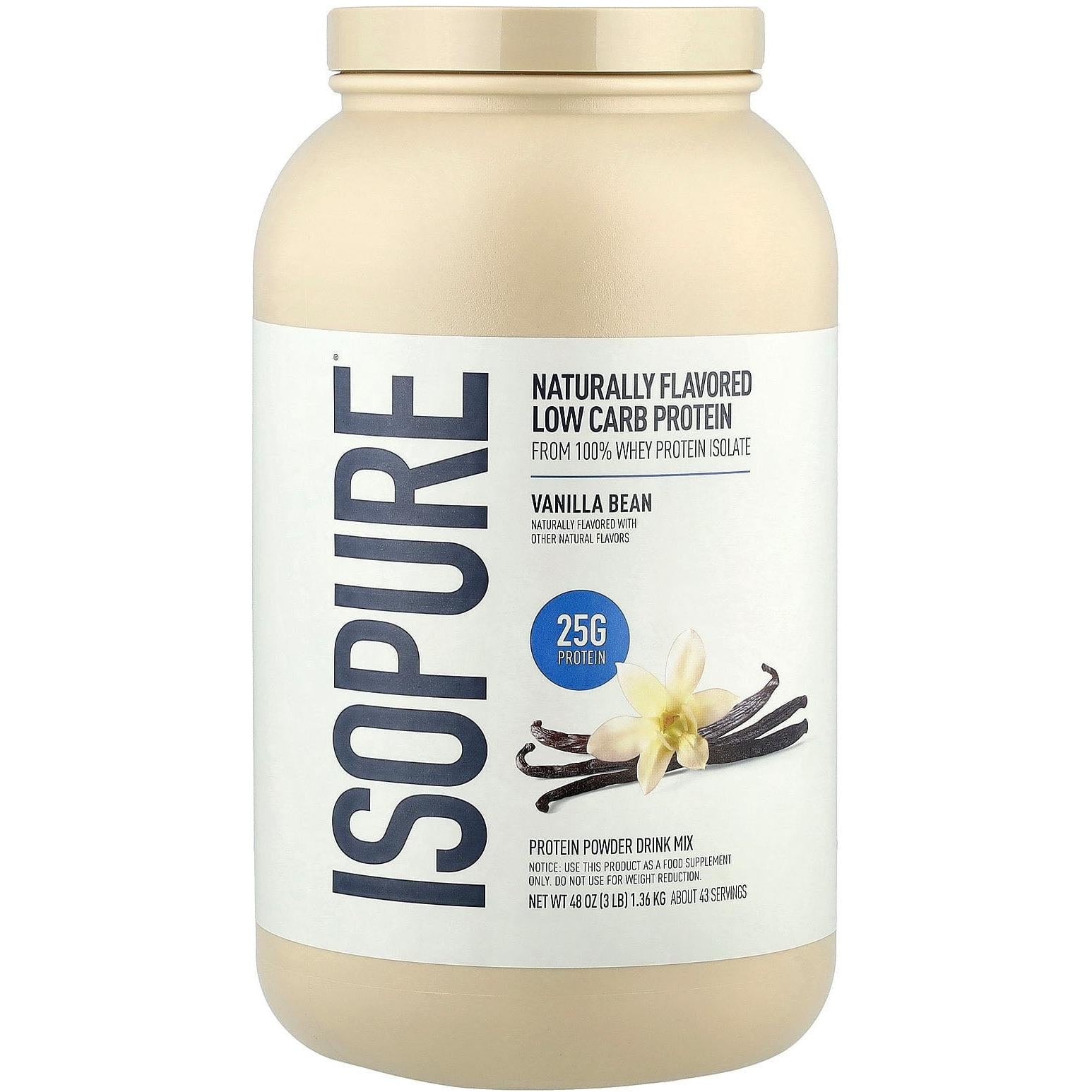 Isopure Naturally Flavored Low Carb Protein-3 lbs-Vanilla Bean-N101 Nutrition
