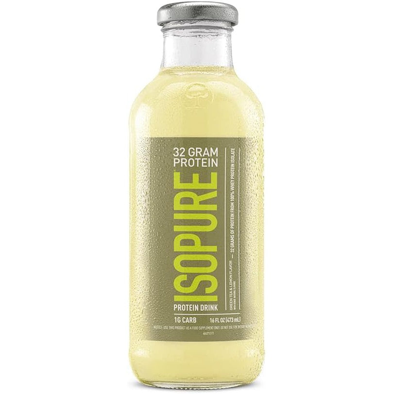 Isopure Zero Carb Protein Drink (Glass Bottle)-Bottle (16 fl oz)-Green Tea & Lemon-N101 Nutrition