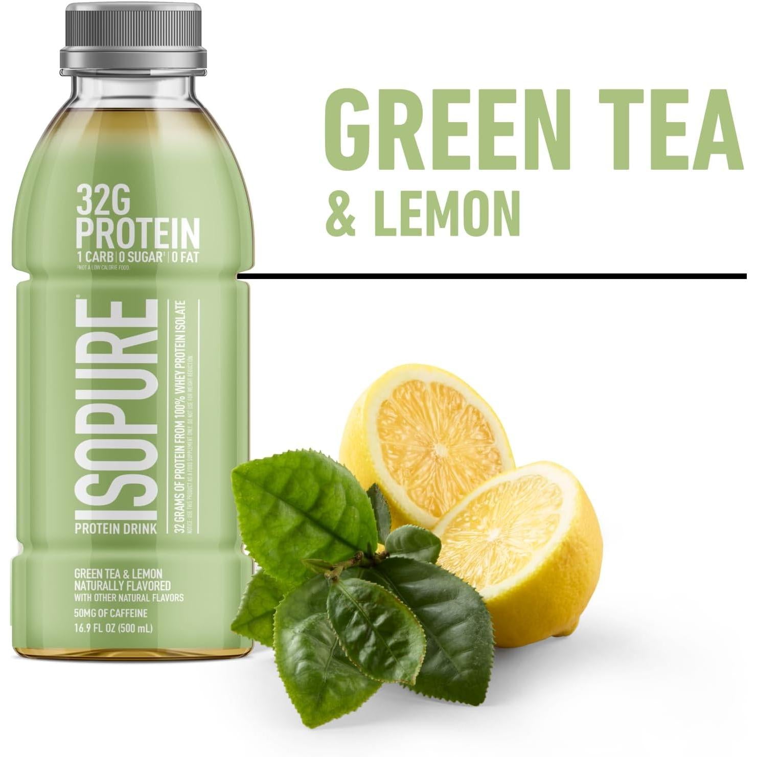 Isopure Zero Carb Protein Drink (Plastic Bottle)-Bottle (16 fl oz)-Green Tea & Lemon-N101 Nutrition