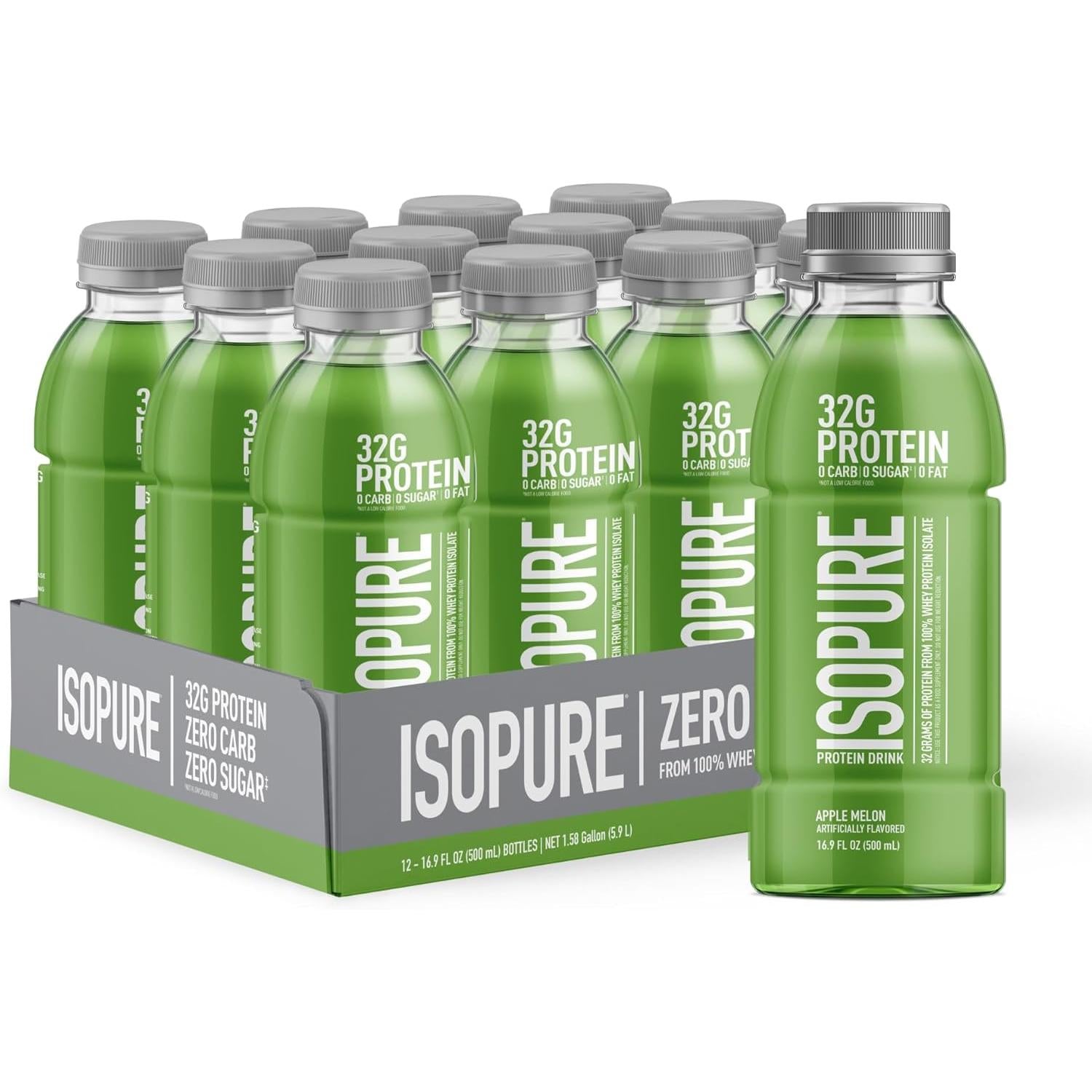 Isopure Zero Carb Protein Drink (Plastic Bottle)-Case (12 bottles)-Apple Melon-N101 Nutrition