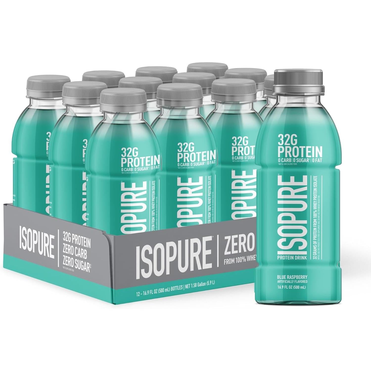 Isopure Zero Carb Protein Drink (Plastic Bottle)-Case (12 bottles)-Blue Raspberry-N101 Nutrition