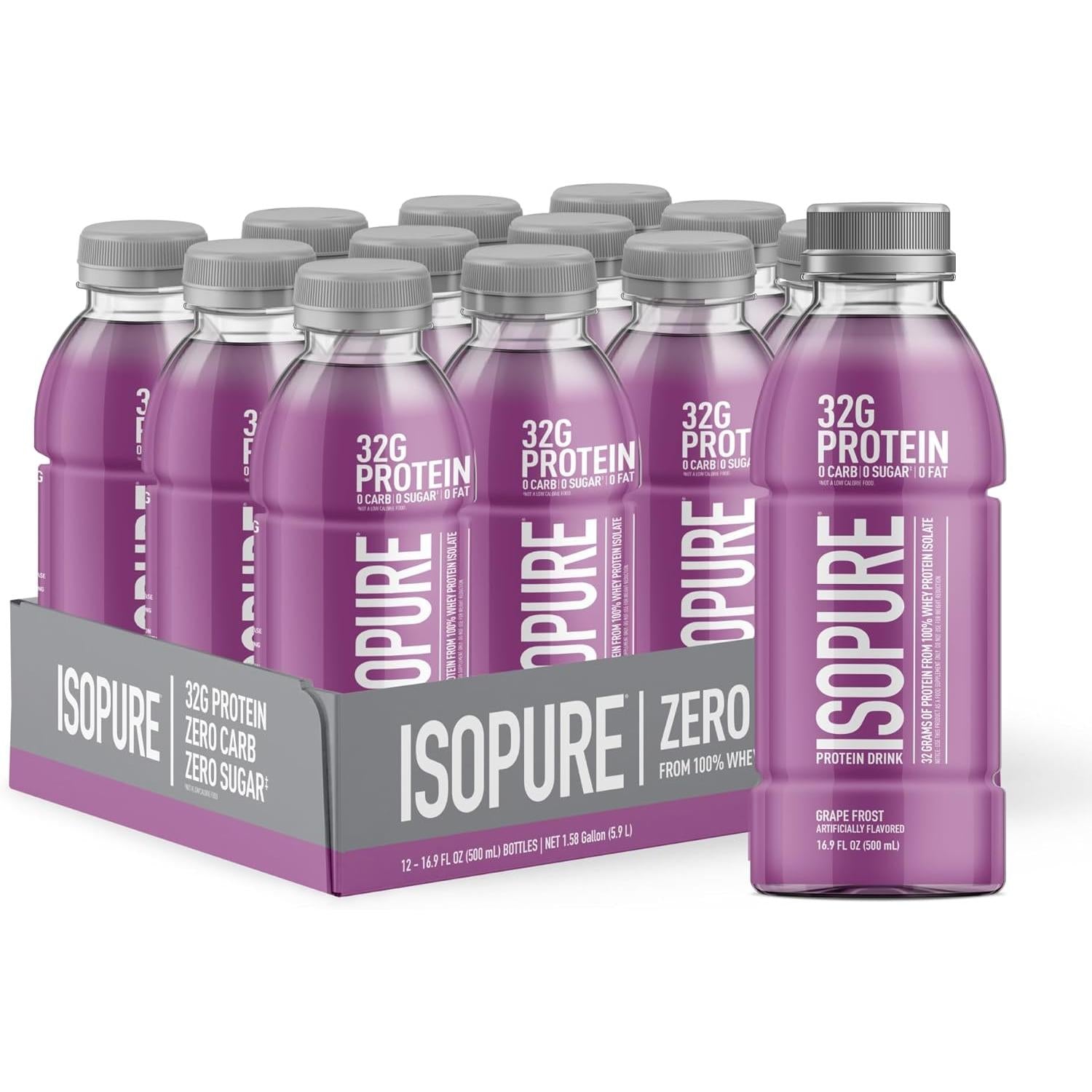 Isopure Zero Carb Protein Drink (Plastic Bottle)-Case (12 bottles)-Grape Frost-N101 Nutrition