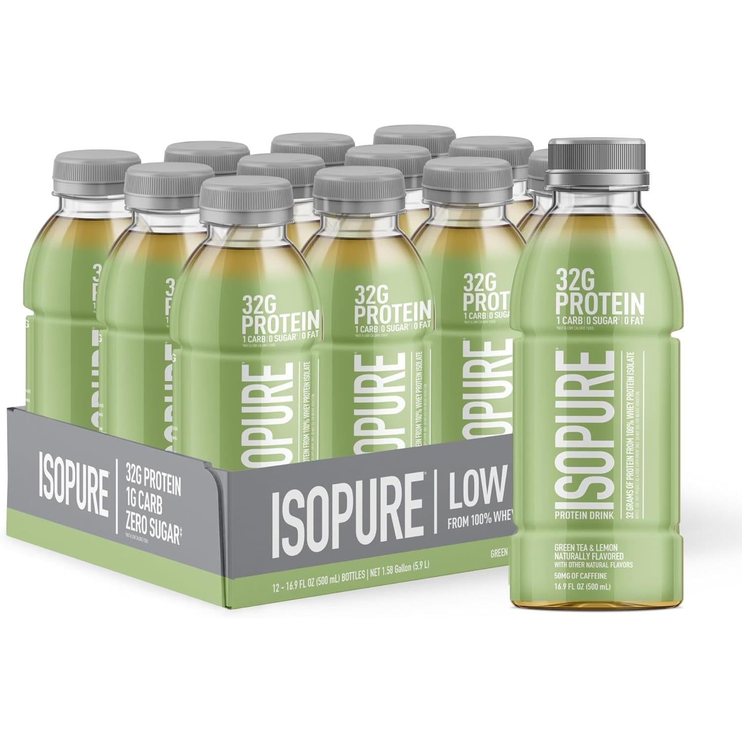 Isopure Zero Carb Protein Drink (Plastic Bottle)-Case (12 bottles)-Green Tea & Lemon-N101 Nutrition