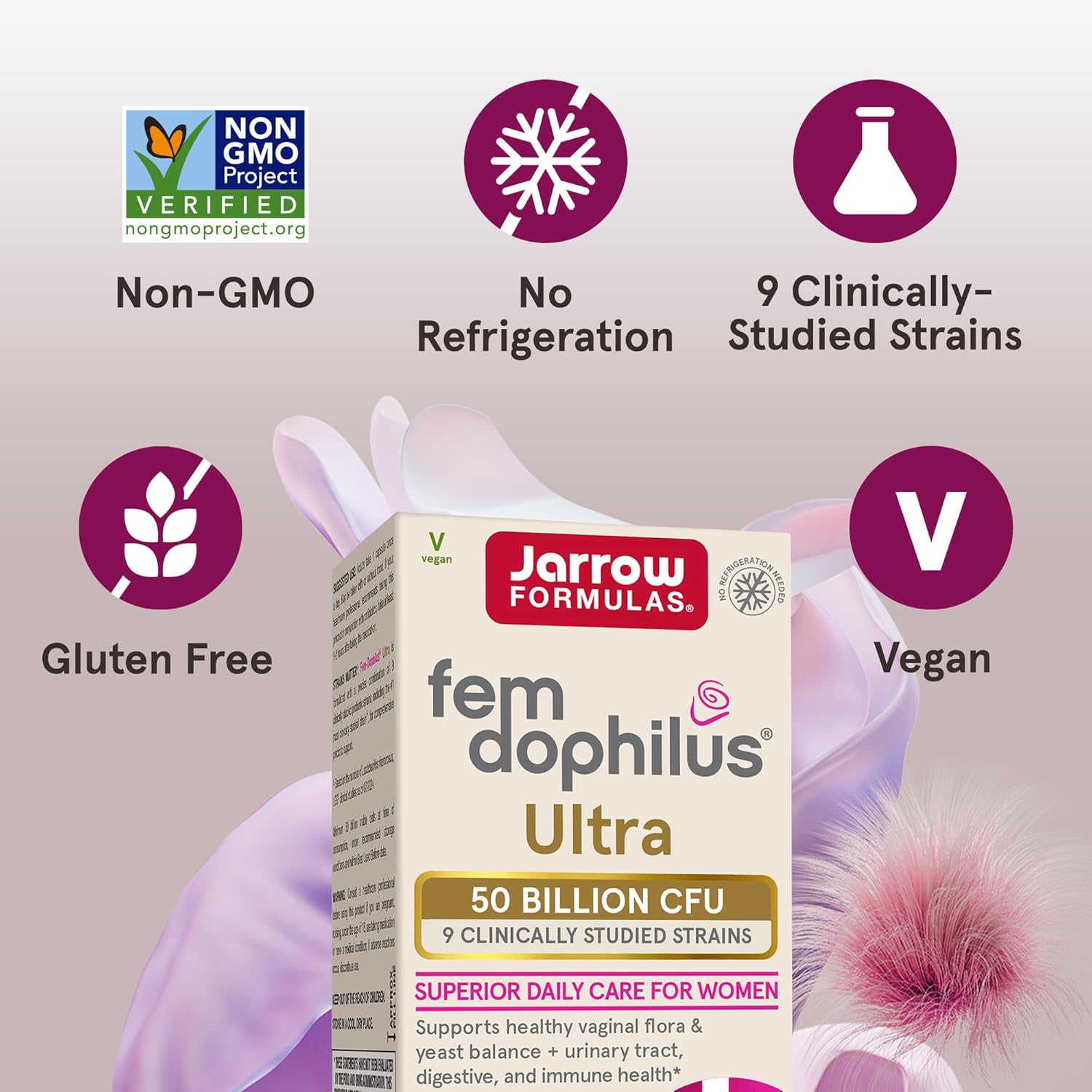 Jarrow Formulas Fem Dophilus Ultra 50 Billion CFU (Shelf-Stable)-N101 Nutrition