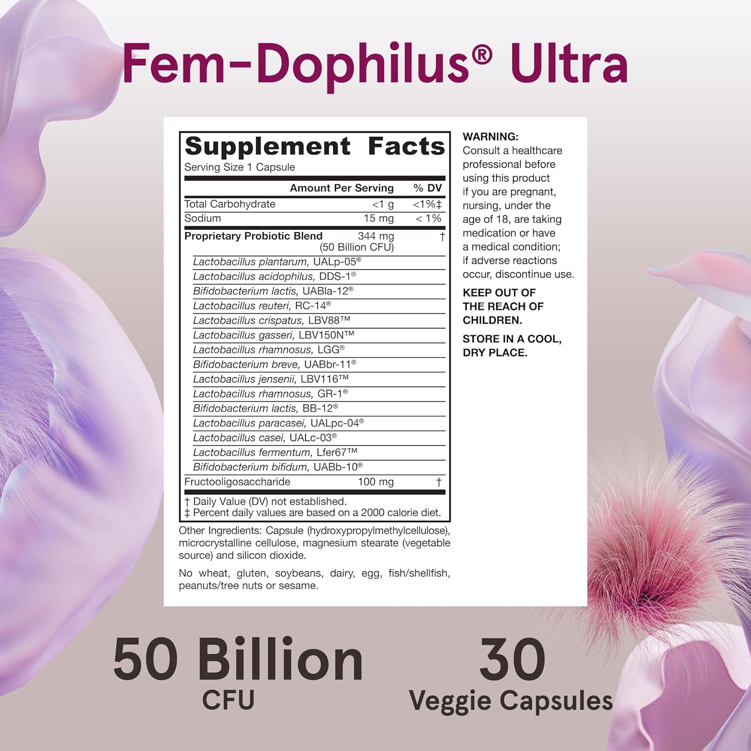 Jarrow Formulas Fem Dophilus Ultra 50 Billion CFU (Shelf-Stable)-N101 Nutrition