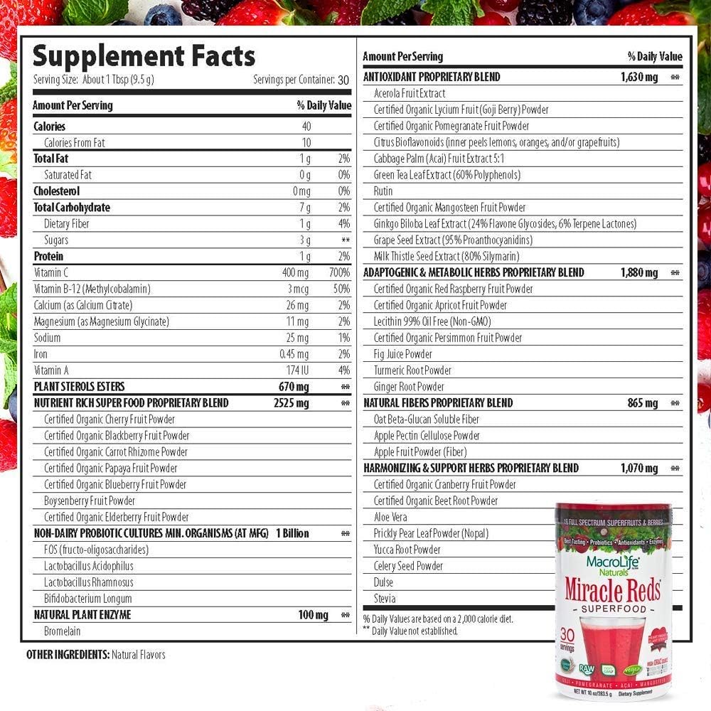 MacroLife Naturals Miracle Reds Superfood-N101 Nutrition