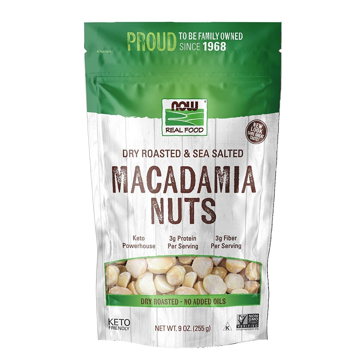 NOW Real Food Macadamia Nuts, Dry Roasted & Sea Salted-N101 Nutrition