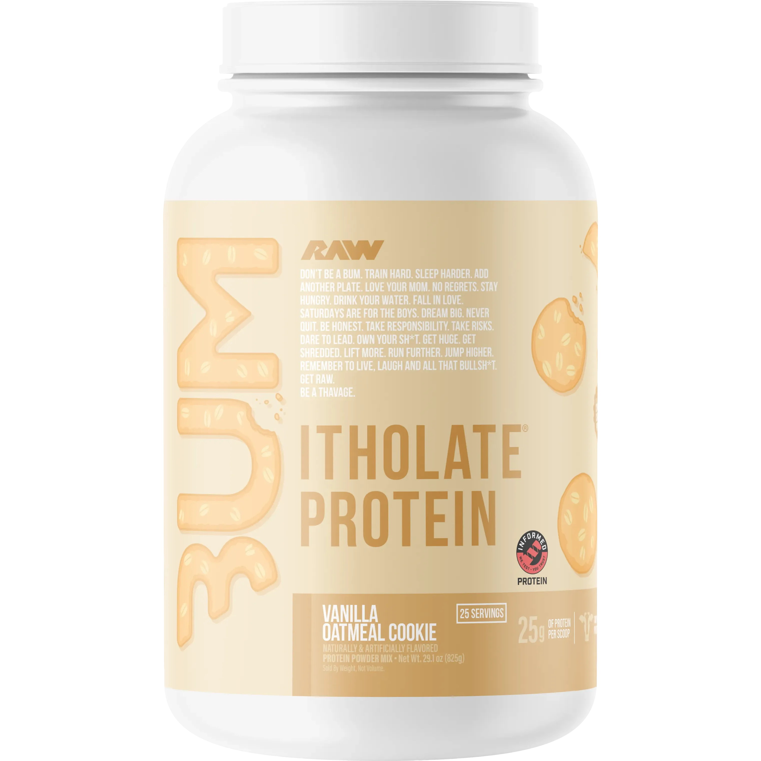 RAW Nutrition CBUM Itholate Protein-25 servings-Vanilla Oatmeal Cookie-N101 Nutrition