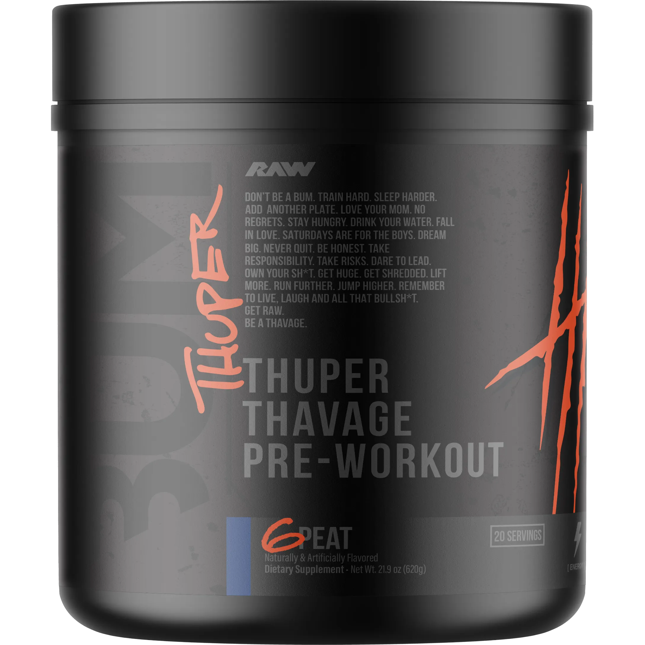 RAW Nutrition CBUM Thuper Thavage Pre-Workout-20 servings-6PEAT (Red Gummy)-N101 Nutrition