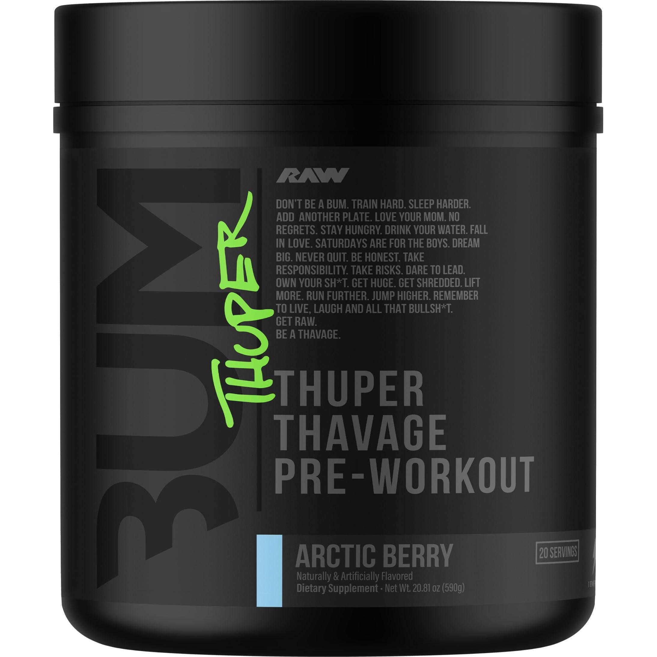 RAW Nutrition CBUM Thuper Thavage Pre-Workout-20 servings-Arctic Berry-N101 Nutrition