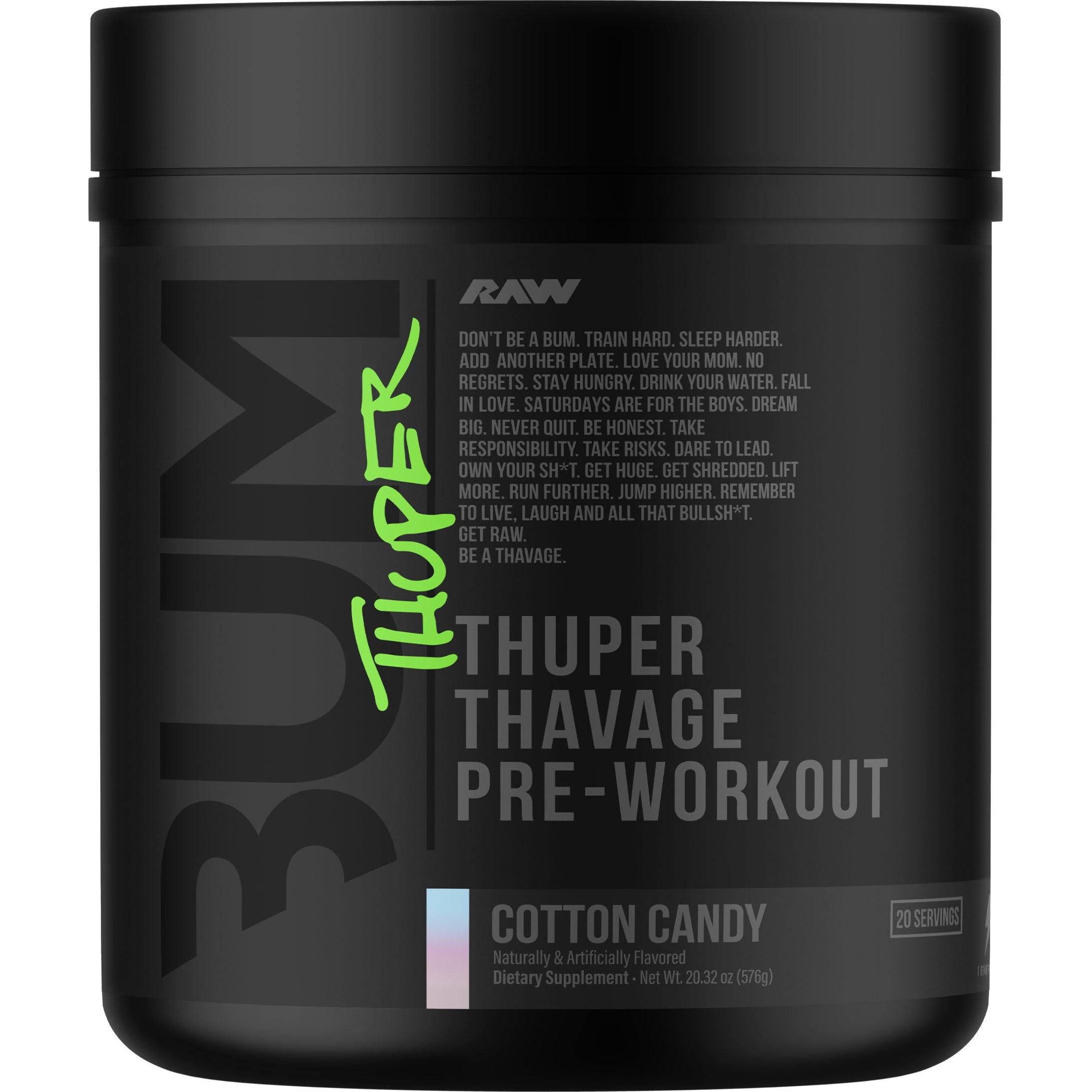 RAW Nutrition CBUM Thuper Thavage Pre-Workout-20 servings-Cotton Candy-N101 Nutrition