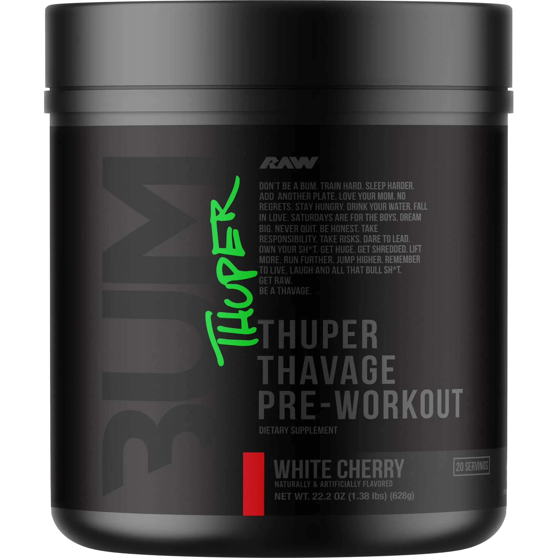 RAW Nutrition CBUM Thuper Thavage Pre-Workout-20 servings-White Cherry-N101 Nutrition