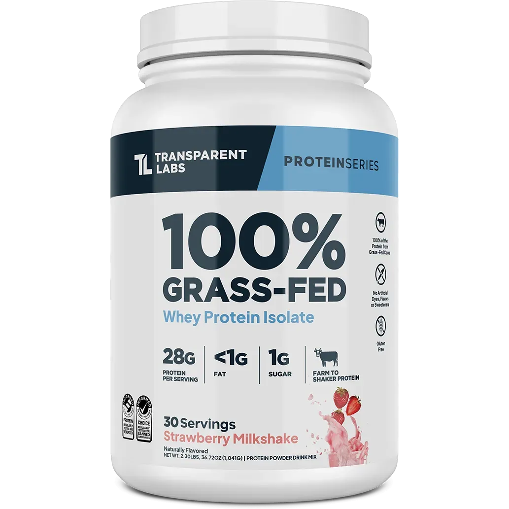 Transparent Labs 100% Grass-Fed Whey Protein Isolate (30 servings)-30 servings-Strawberry Milkshake-N101 Nutrition