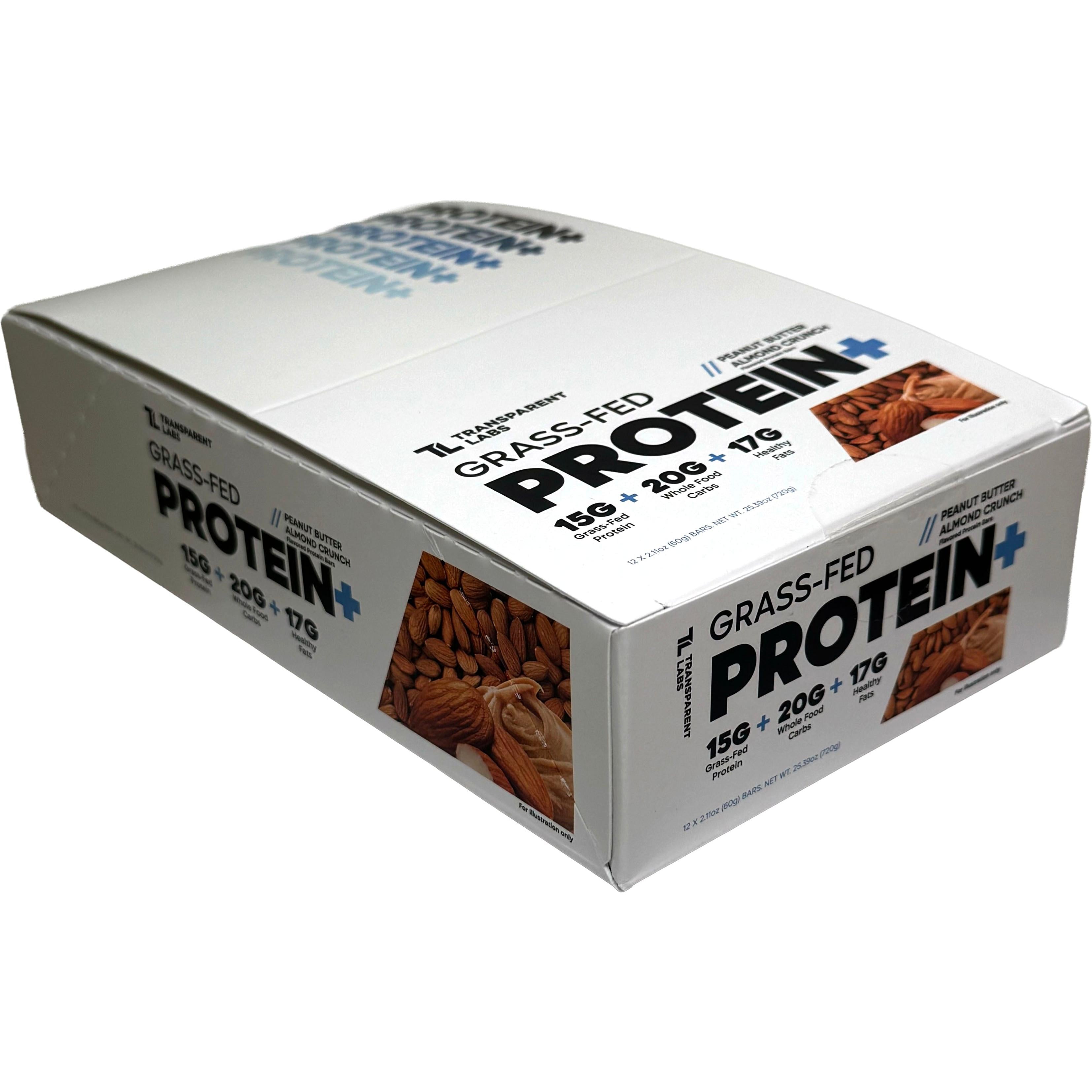 Transparent Labs Grass-Fed Protein+ Bar-Box (12 bars)-Peanut Butter Almond Crunch-N101 Nutrition