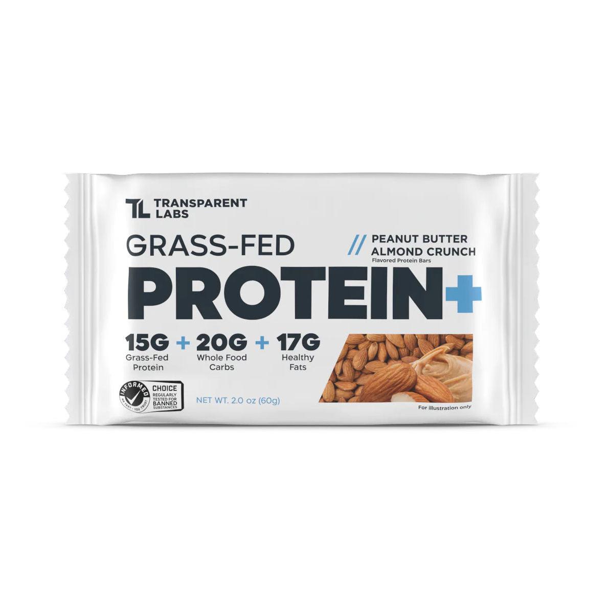 Transparent Labs Grass-Fed Protein+ Bar-Single Bar (60 g)-Peanut Butter Almond Crunch-N101 Nutrition