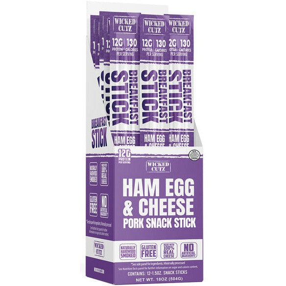 Wicked Cutz Ham Egg & Cheese Pork Snack Stick-N101 Nutrition