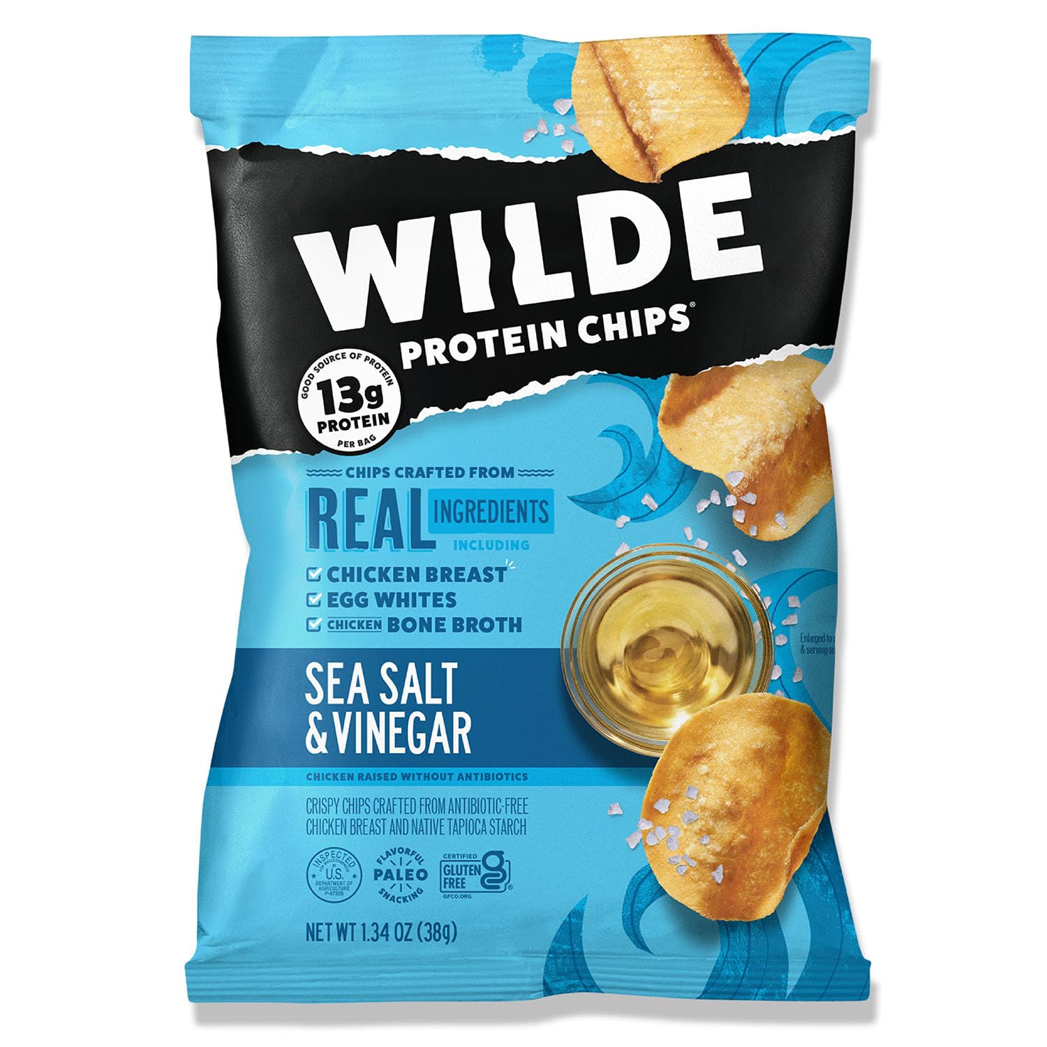 Wilde Protein Chips-Bag (38 g)-Sea Salt & Vinegar-N101 Nutrition