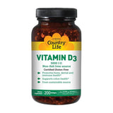 Country Life Vitamin D3 5000 IU-200 softgels-N101 Nutrition